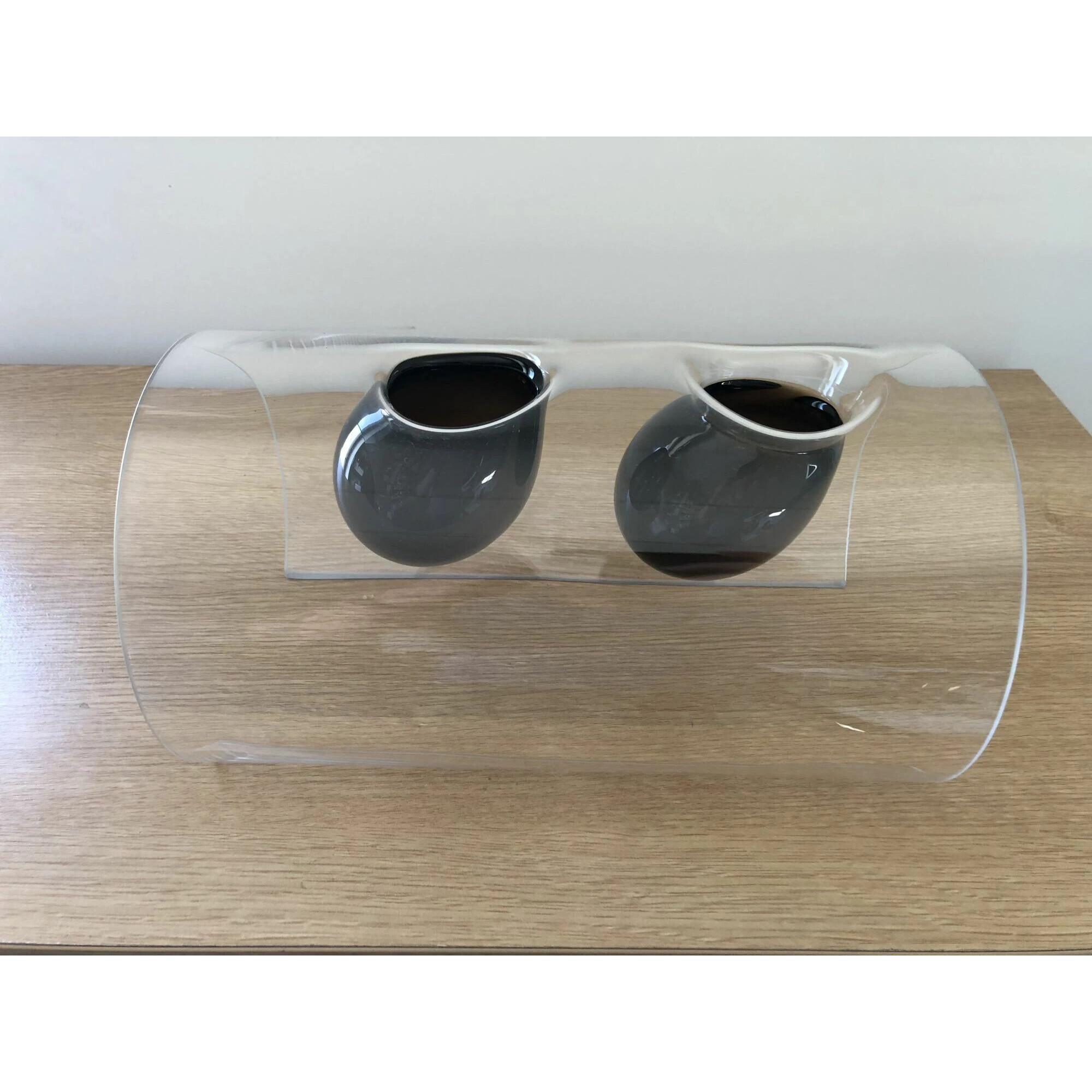 Centre de table jardinière en verre taupe TEREVER hauteur 15 cm pour compositions florales professionnelles