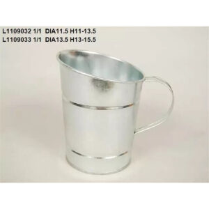 Cache-pot chope en zinc naturel pour fleuriste, finition brute et style rustique