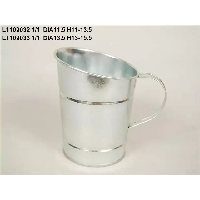 Cache-pot chope en zinc naturel pour fleuriste, finition brute et style rustique, ROMA TRADING
