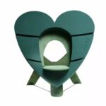 Cœur en mousse florale Bioline vert 60 cm avec support pour urne funéraire composition florale deuil