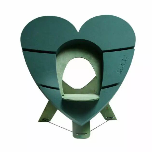 Cœur en mousse florale OASIS Bioline vert 60 cm avec support pour urne funéraire composition florale deuil