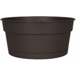Coupe ronde plastique ardoise 28,5 cm avec soucoupe clippée pour composition florale professionnelle