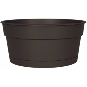 Coupe ronde plastique ardoise 28,5 cm avec soucoupe clippée pour composition florale professionnelle
