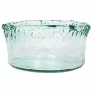 Coupe ronde en verre épais bleuté Kartel diamètre 17 cm hauteur 10 cm pour compositions florales professionnelles