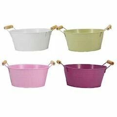 Coupe ronde en zinc Badia diamètre 15 cm hauteur 8 cm assortie 4 couleurs pour compositions florales fleuristes