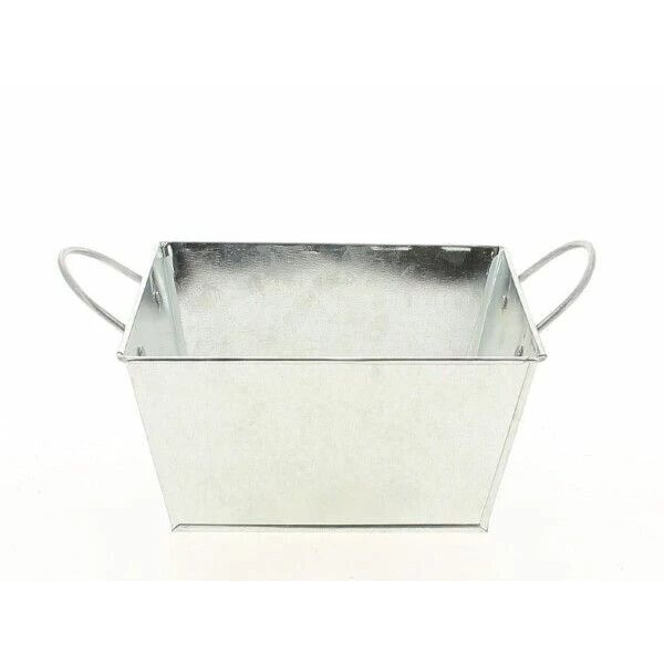 Coupe carrée en zinc naturel 15,5x15,5 H8,5 cm pour compositions florales professionnelles