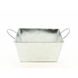 Coupe carrée en zinc naturel 15,5x15,5 H8,5 cm pour compositions florales professionnelles