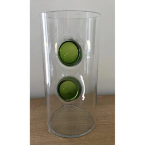 Cylindre vase en verre vert diamètre 15,5 cm hauteur 35 cm pour compositions florales professionnelles