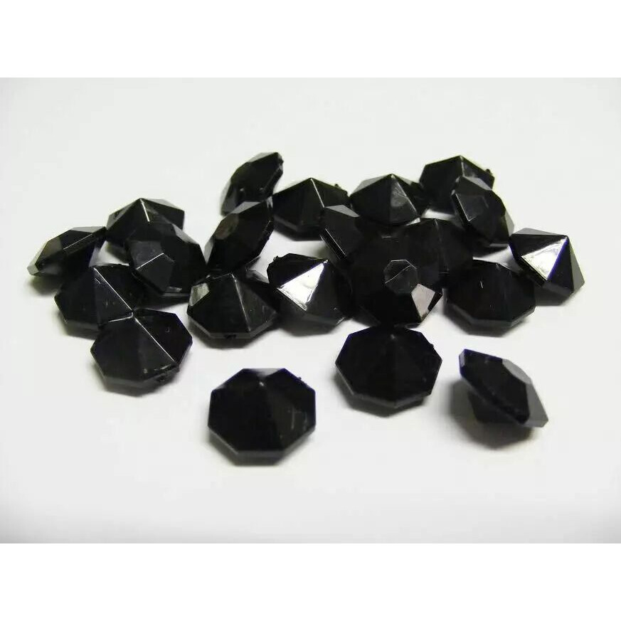 Diamants décoratifs noirs 12mm en plastique pour compositions florales et décoration événementielle