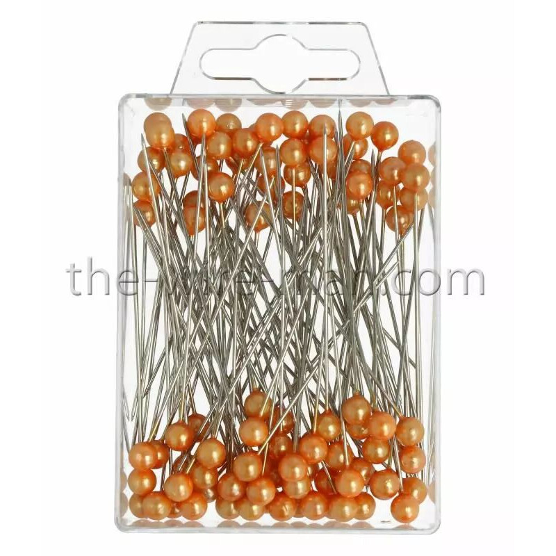 Épingles professionnelles à tête perle orange 6mm pour compositions florales et fixation fleuriste