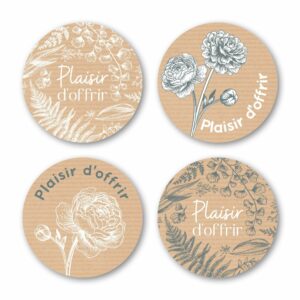Etiquettes de voeux en rouleau Quatro Plaisir d'offrir pour fleuristes et compositions florales