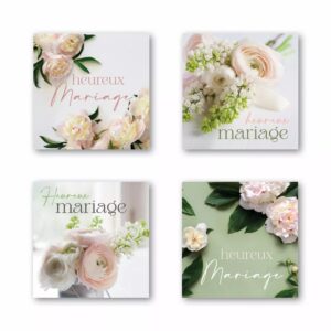 Étiquettes de voeux Quattro Heureux Mariage JESO CARDS pour compositions florales de mariage