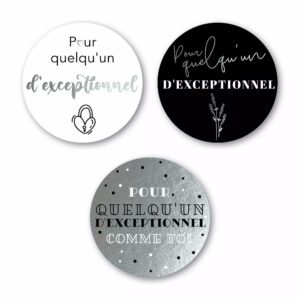 Rouleau étiquettes vœux dorées pour fleuriste avec message Pour Quelqu'un d'exceptionnel imprimé à chaud