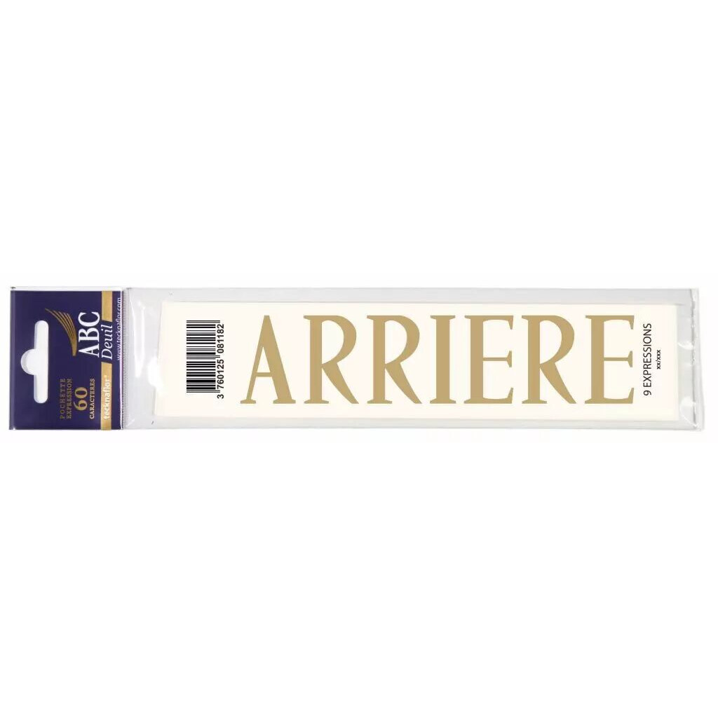 Expression ARRIERE pour personnalisation de rubans de deuil professionnels lot de 60 pièces ABC DEUIL