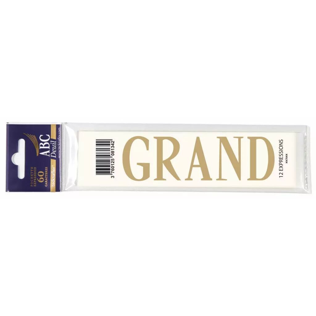 Lot de 60 expressions GRAND pour ruban deuil ABC DEUIL permettant personnalisation rapide compositions funéraires fleuristes