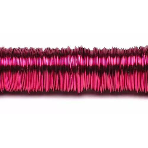 Bobine de fil décoratif laqué fushia 0,50mm pour compositions florales et travaux de fleuristerie
