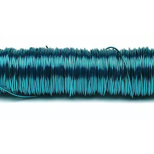 Fil décoratif laqué turquoise 0,50mm en bobine de 50m pour art floral et compositions florales professionnelles