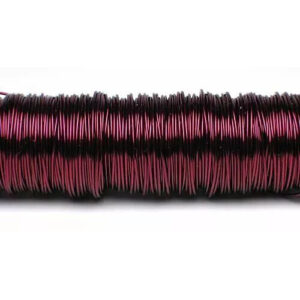 Fil déco laqué bordeaux 0,50mm sur bobine de 50m pour compositions florales professionnelles
