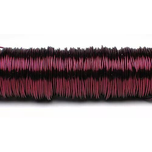 Fil déco laqué bordeaux 0,50mm sur bobine de 50m pour compositions florales professionnelles