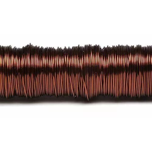 Fil déco laqué marron 0,50mm pour art floral et compositions florales en bobine de 50 mètres