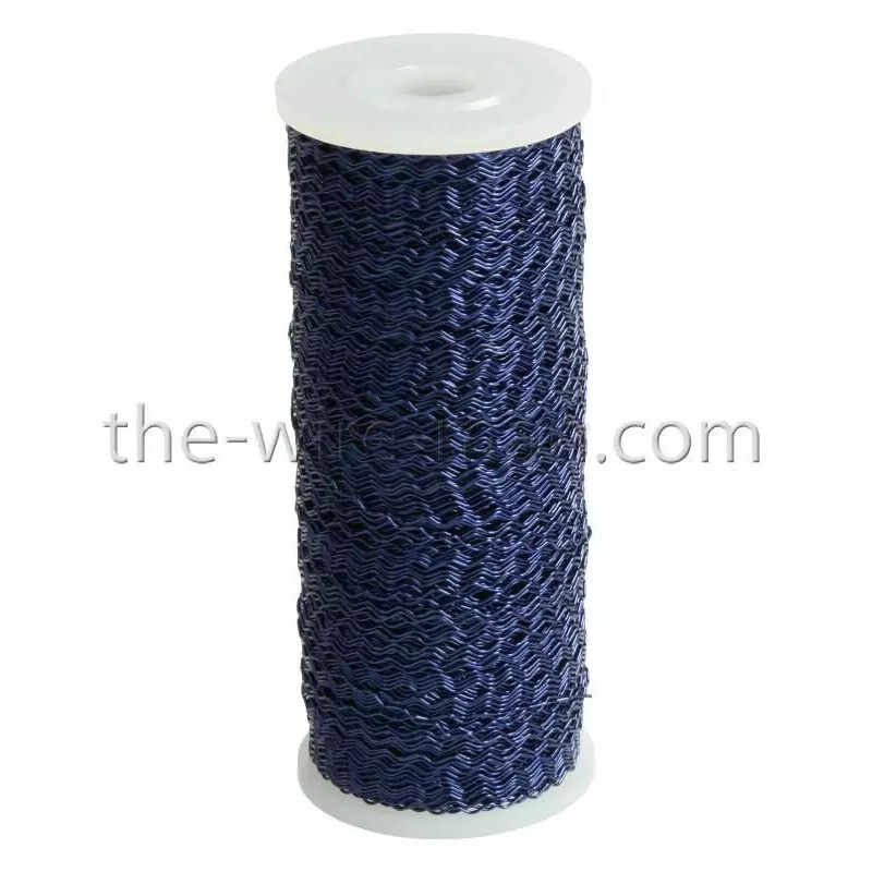 Fil métal bouillon bleu ondulé 0,3mm sur bobine pour décoration florale et compositions de fleuriste