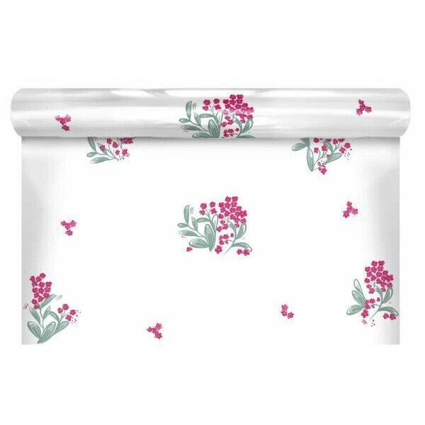 Rouleau de film polypropylène imprimé glycine fushia 60 cm pour emballage fleuriste professionnel CLAYRTON'S