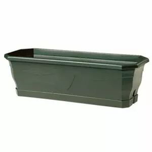 Jardinière rectangulaire Millesia vert sapin 40 cm avec plateau pour compositions florales professionnelles