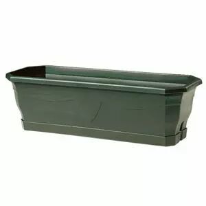 Jardinière rectangulaire plastique vert sapin 60 cm avec plateau pour compositions florales fleuriste