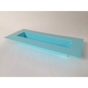 Jardinière rectangulaire en PVC bleu pastel pour compositions florales professionnelles