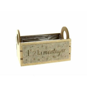 Jardinière rectangle en bois beige 17,5x9,5 H8 cm pour compositions florales et arrangements végétaux professionnels