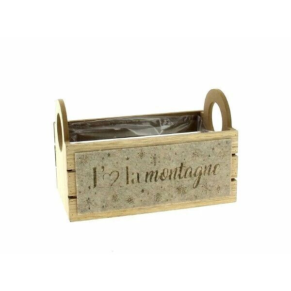 Jardinière rectangle en bois beige 17,5x9,5 H8 cm pour compositions florales et arrangements végétaux professionnels