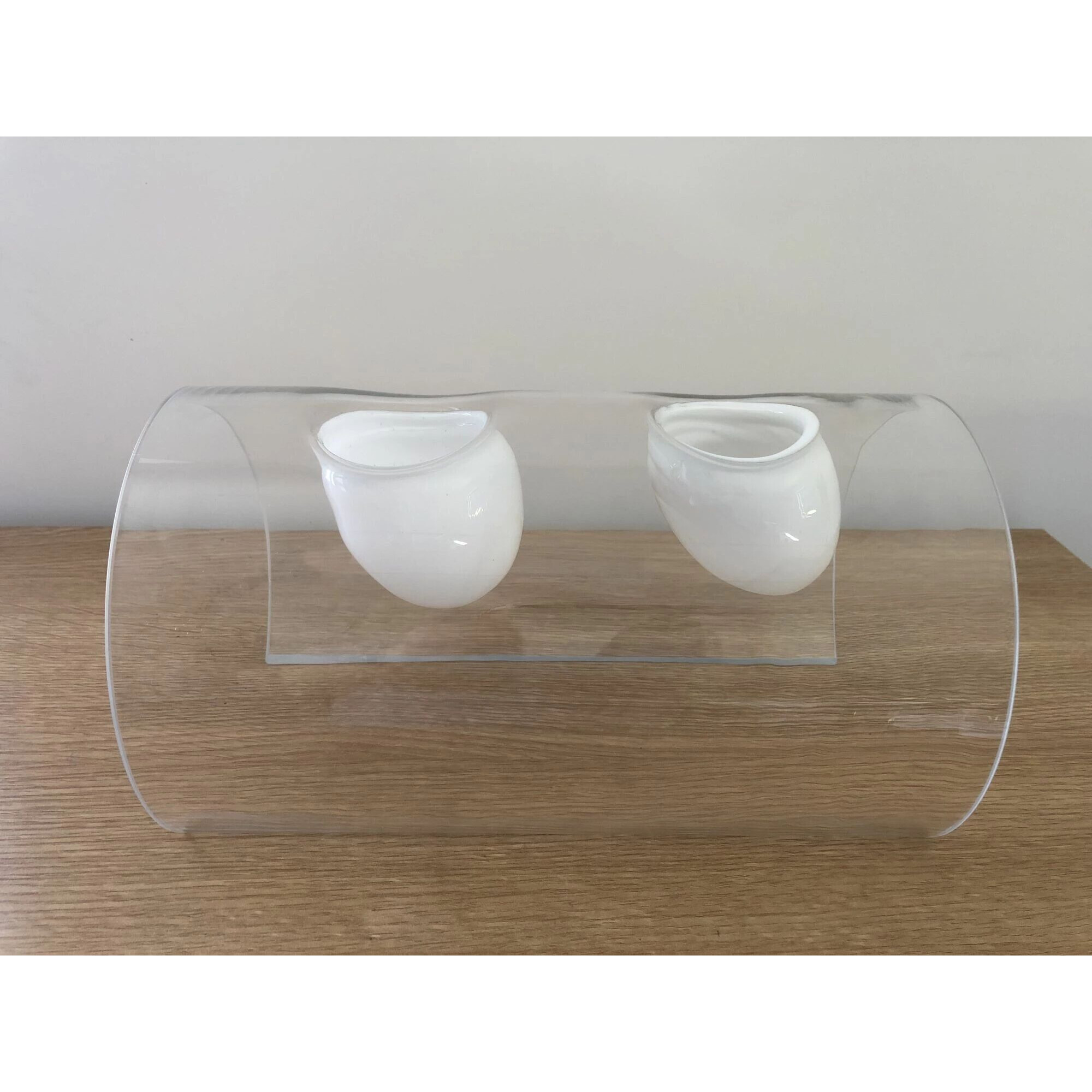 Jardinière rectangulaire en verre blanc 28 cm hauteur 15 cm pour centre de table fleuriste