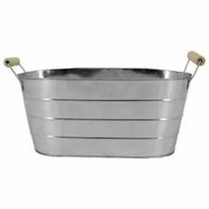Jardinière ovale en zinc naturel avec motif stripe pour compositions florales professionnelles