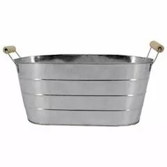 Jardinière ovale en zinc naturel avec motif stripe pour compositions florales professionnelles
