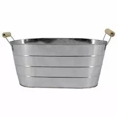Jardinière ovale en zinc naturel motif rayé pour compositions florales professionnelles fleuristes