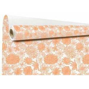 Rouleau de papier kraft blanc imprimé motif orange Salomé pour emballage floral professionnel