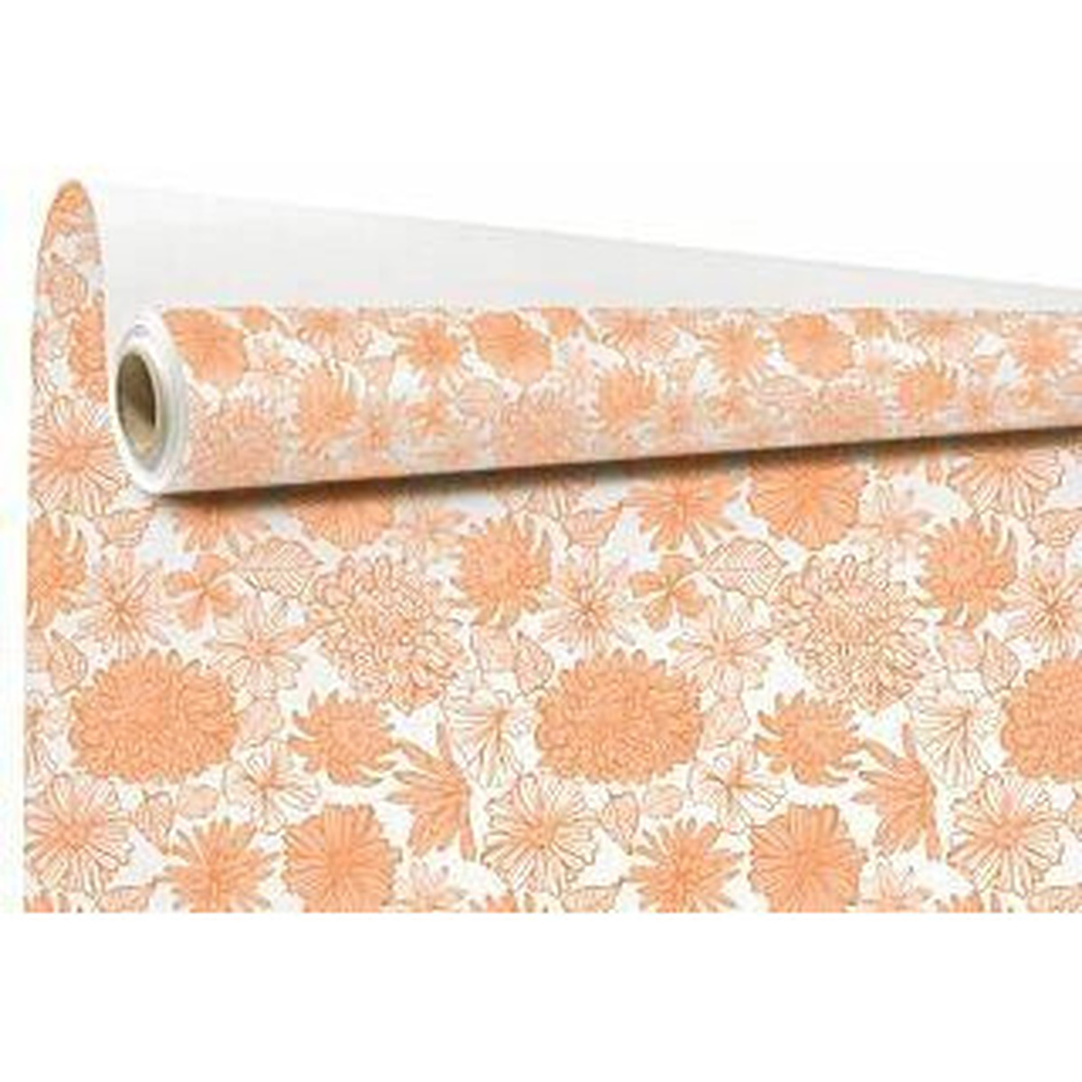 Rouleau de papier kraft blanc imprimé motif orange Salomé pour emballage floral professionnel