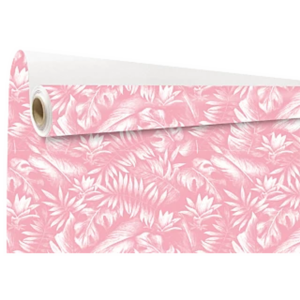 Rouleau papier kraft blanc imprimé motif rose Kala pour emballage bouquets fleuriste