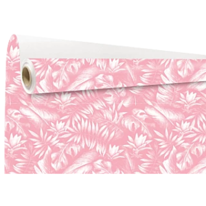 Rouleau papier kraft blanc imprimé motif rose Kala pour emballage bouquets fleuriste