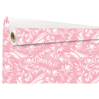Rouleau papier kraft blanc imprimé motif rose Kala pour emballage bouquets fleuriste