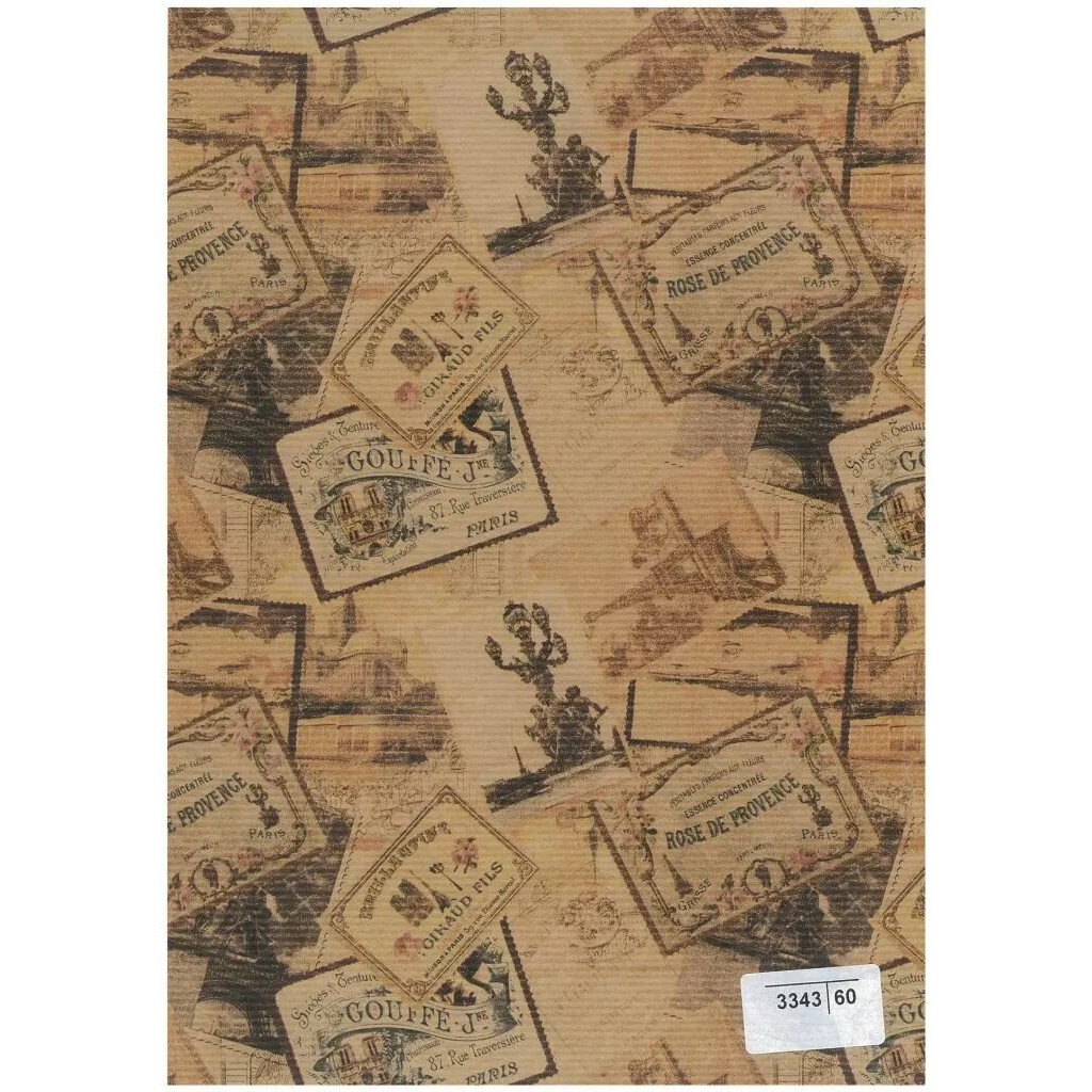 Rouleau de papier kraft naturel imprimé motif Paris pour emballage fleuriste professionnel