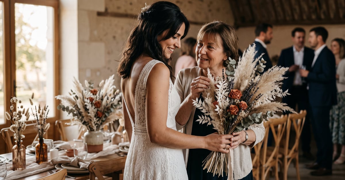 Bouquet de fleurs séchées élégant pour un mariage bohème – fleurs sechees mariage