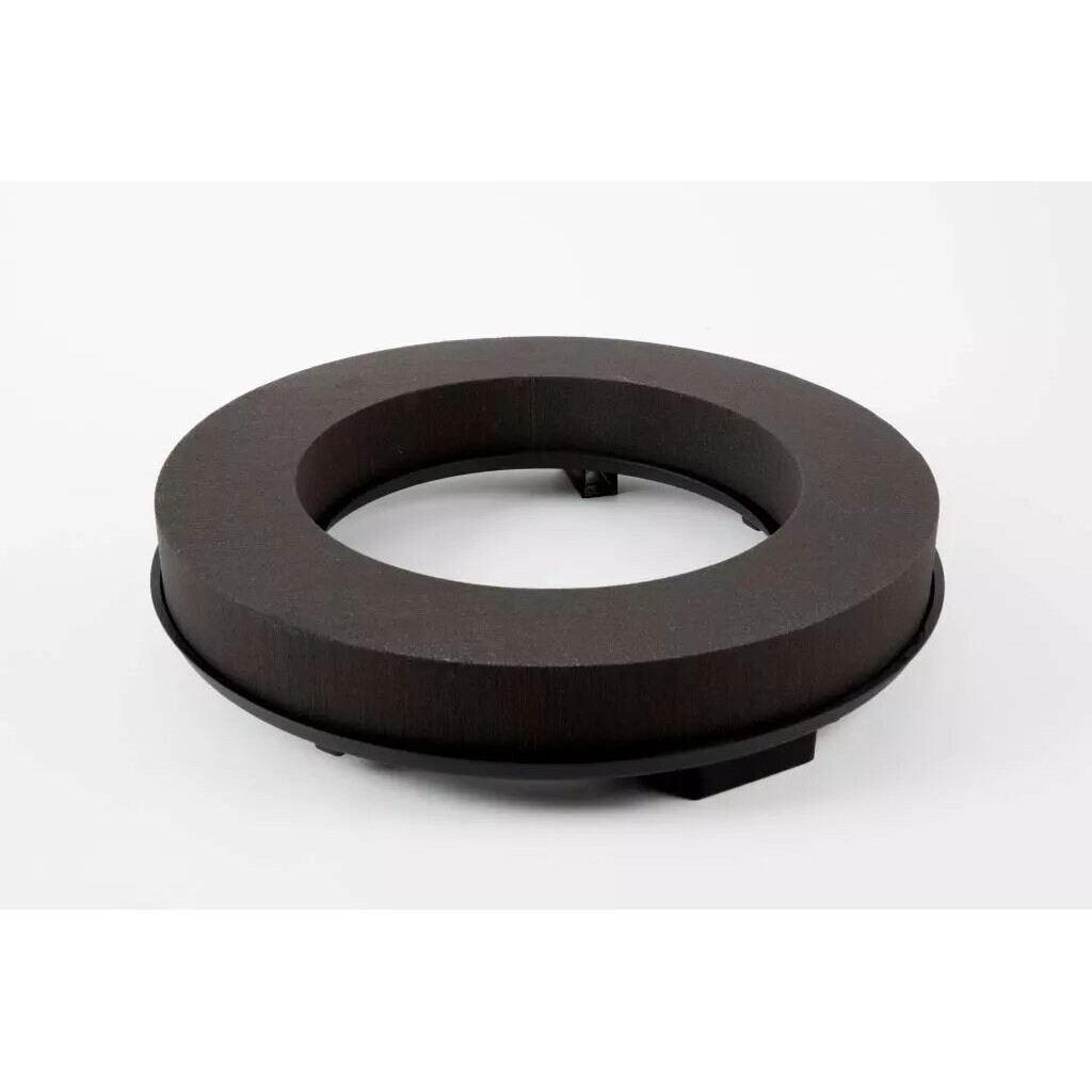 Mousse couronne noire All Black 40cm pour compositions florales funéraires sur base plastique