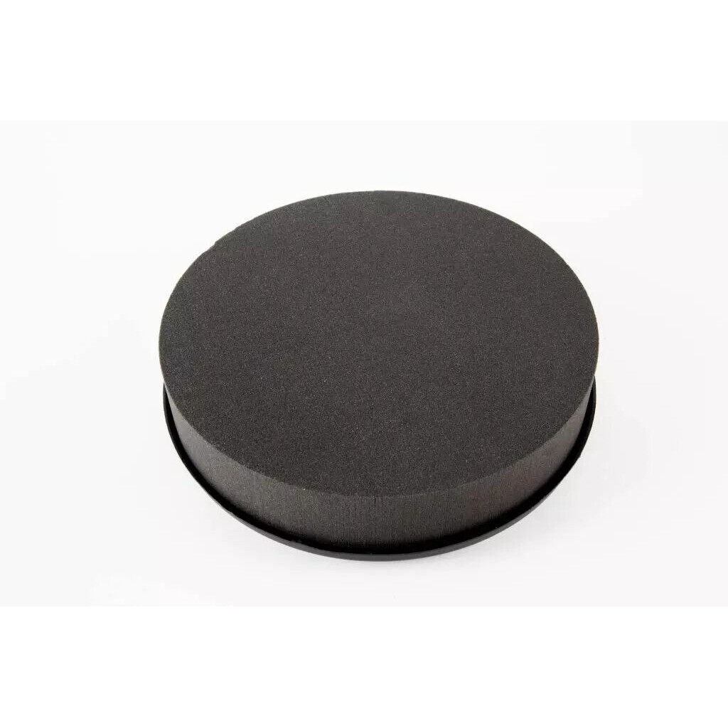 Coussin de mousse florale ronde noir 22cm sur base plastique pour compositions de fleuriste