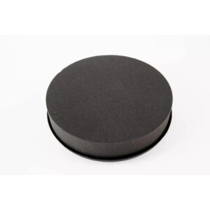 Mousse coussin rond All Black 33cm noire sur base plastique pour compositions florales professionnelles