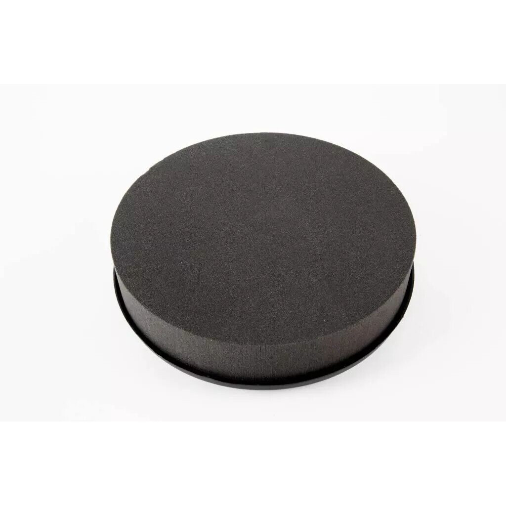 Mousse coussin rond All Black 33cm noire sur base plastique pour compositions florales professionnelles