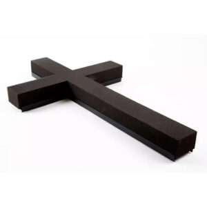Mousse croix funéraire noire 80cm sur base plastique pour compositions florales de deuil et Toussaint