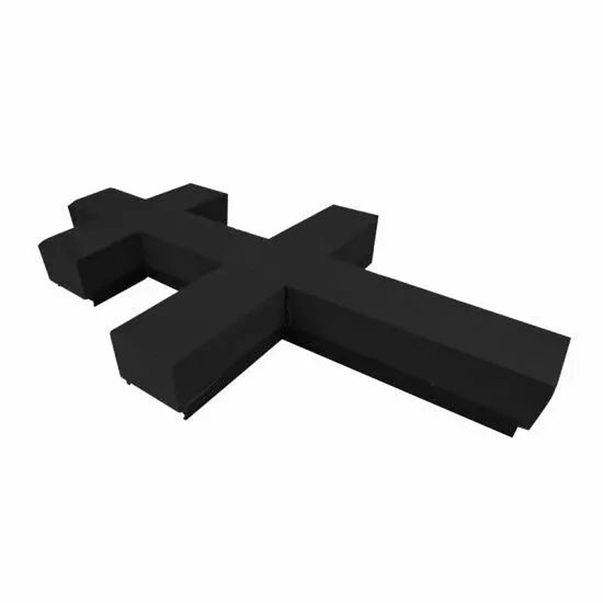 Mousse florale noire en forme de Croix Lorraine pour compositions funéraires professionnelles
