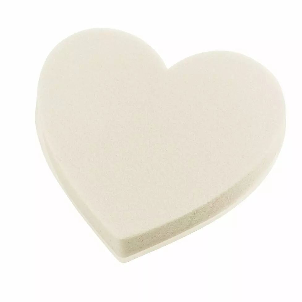 Mousse florale en forme de coeur couleur ivoire avec base plastique pour compositions florales professionnelles