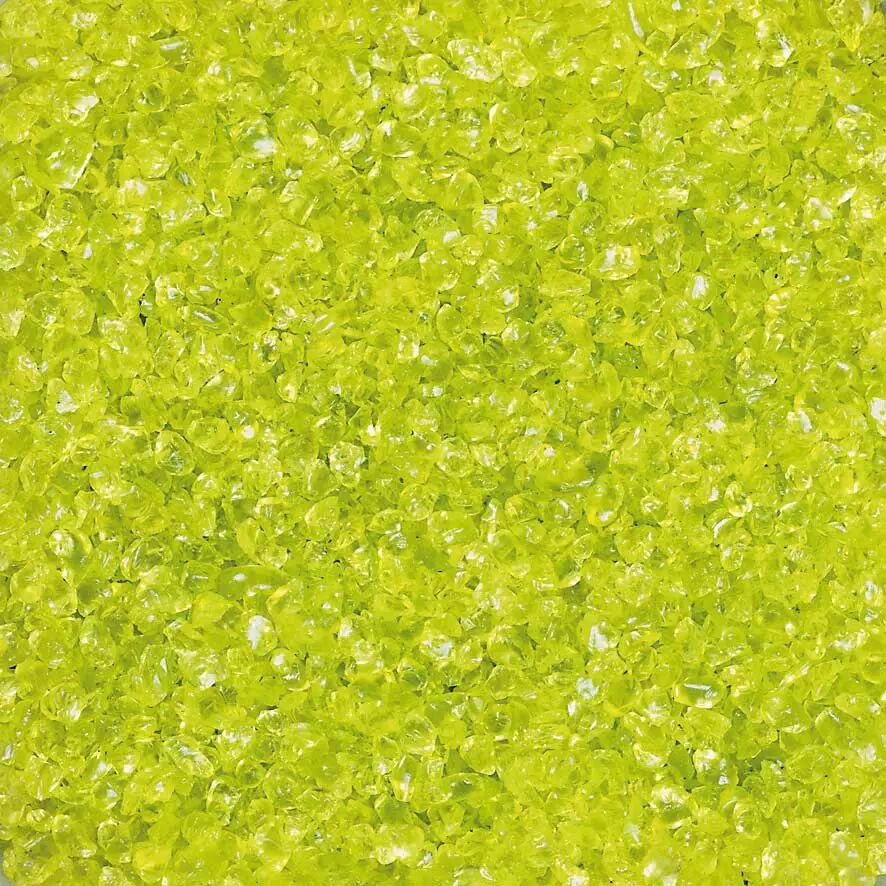 Pépites de verre décoratives vert pomme 2-4mm en seau de 2,5 litres pour compositions florales et décoration événementielle
